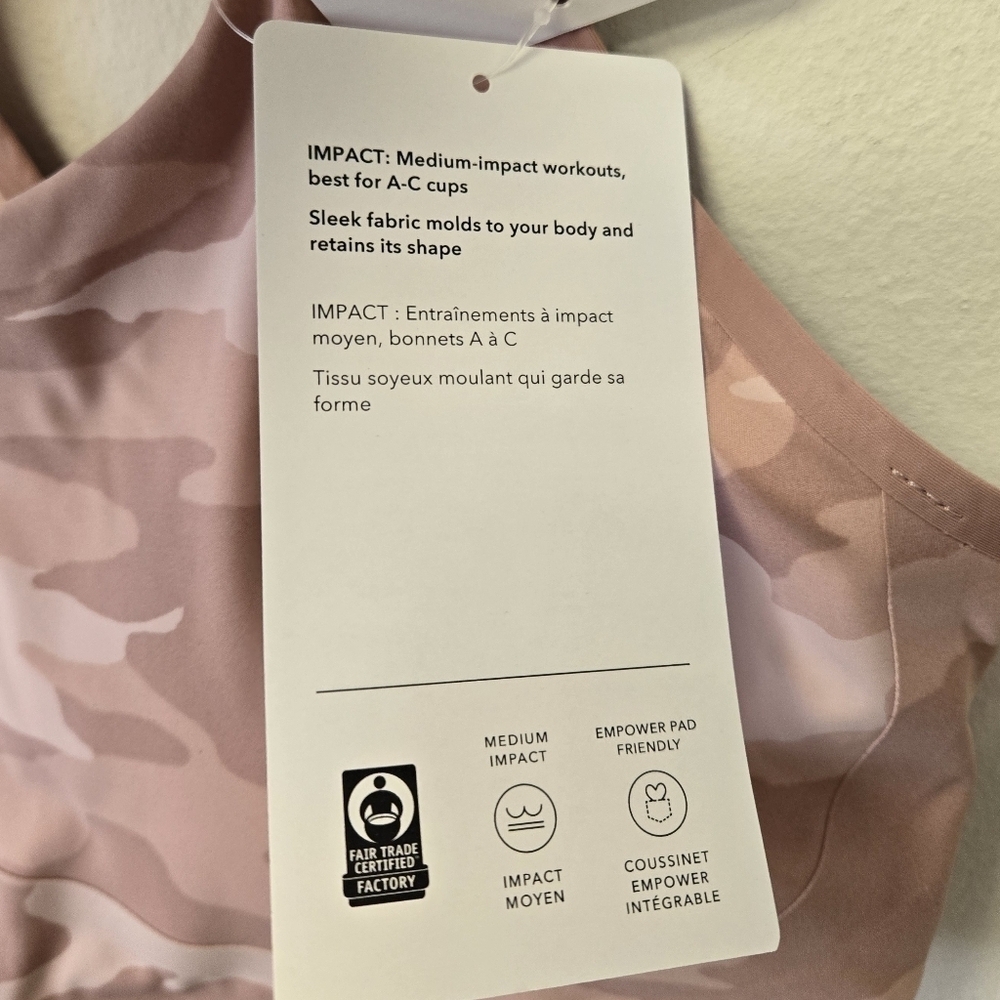 Athleta Empower II Train Printed Bra A-C Pink Camo M - Picture 7 of 9